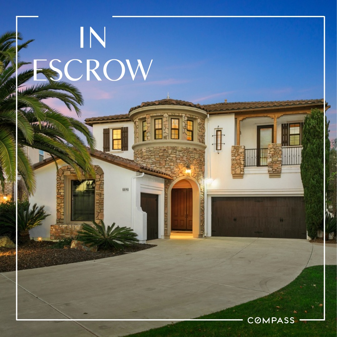 In Escrow! 5 BR/4.5 bath in Carmel Valley for $2.8M.